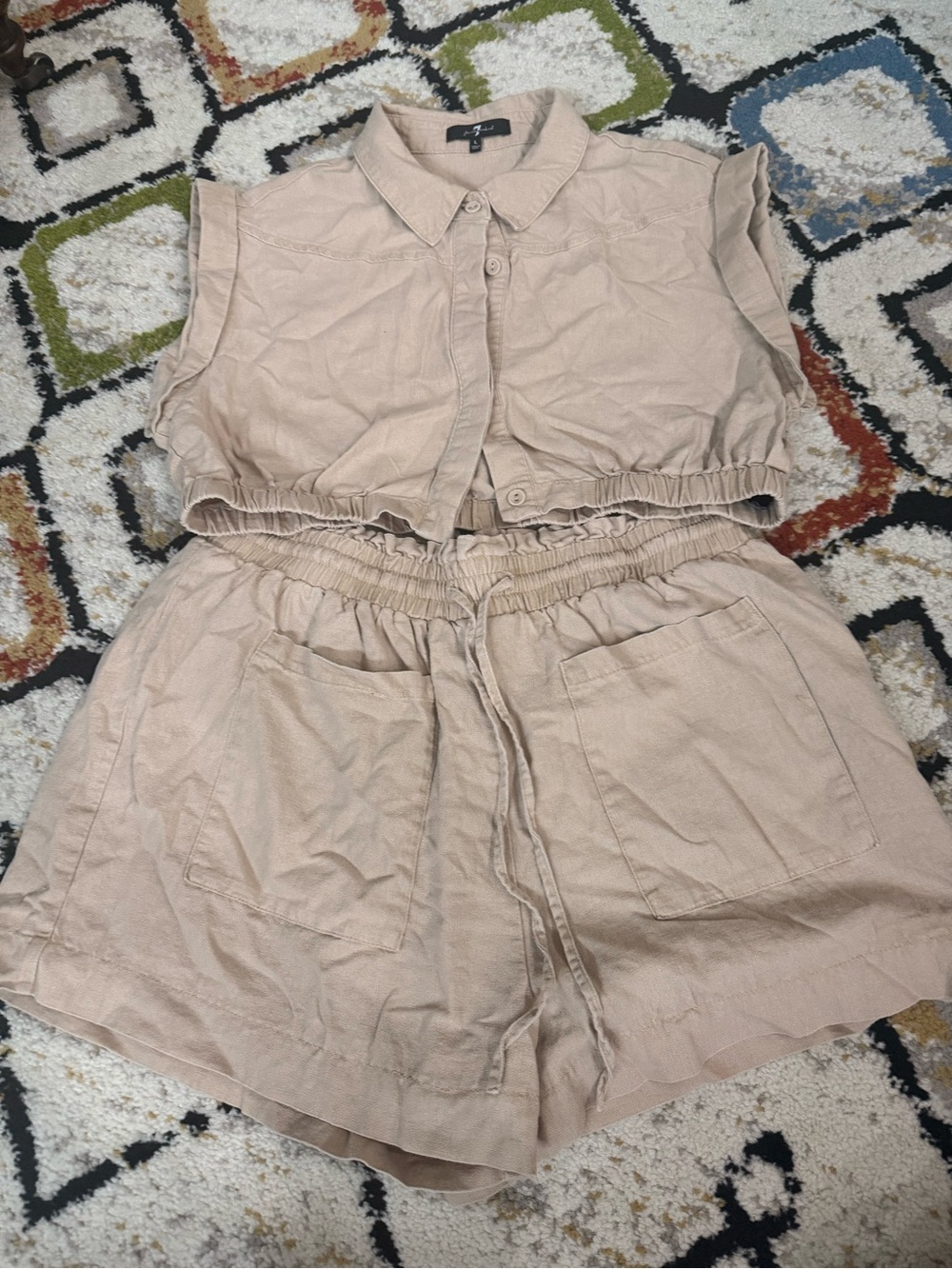 7 For All Mankind Beige short set